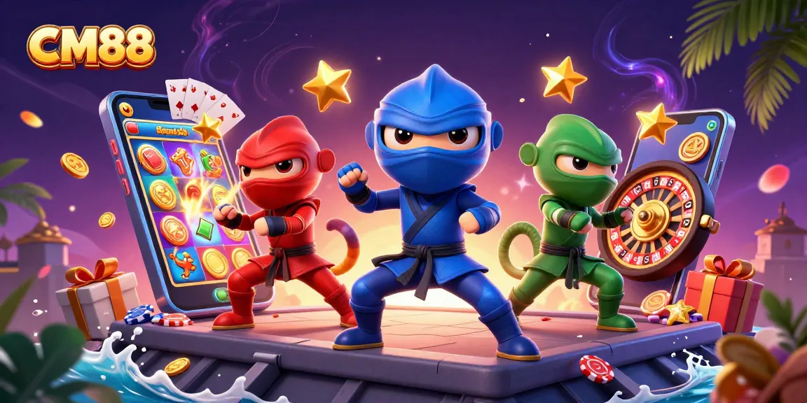 Experience thrilling gameplay at CM88 with dynamic ninja chameleons amidst slot games and jackpots.
