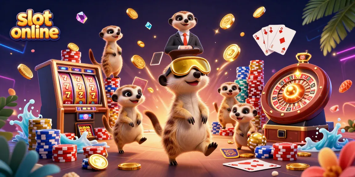 Experience thrilling gameplay with slot online, featuring lively meerkats in a dynamic casino scene.