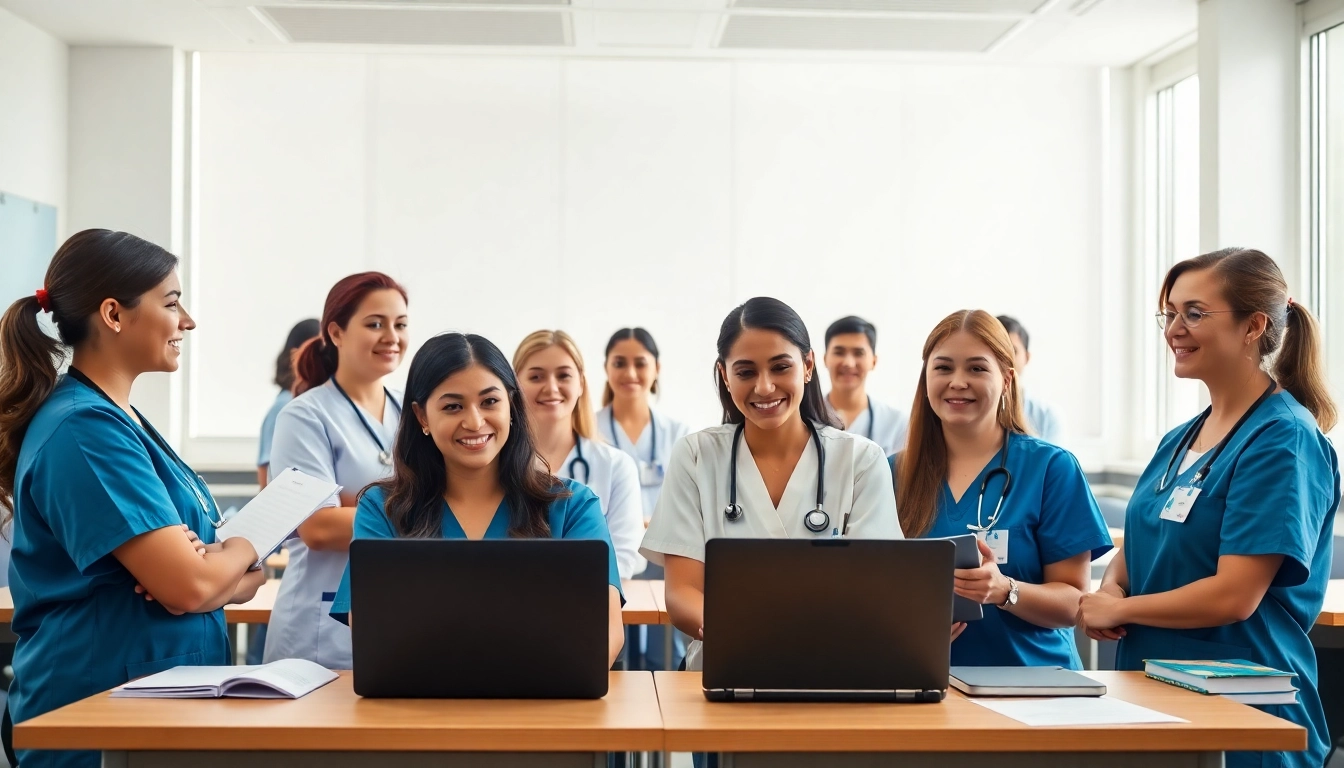 Engaging group of nursing students at the Houston Trusted Nclex review center preparing for NCLEX exams.