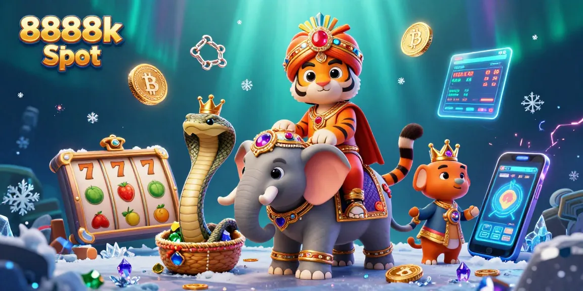 Spin the reels of 8888k Slot for a chance to win amazing prizes in this vibrant casino scene.