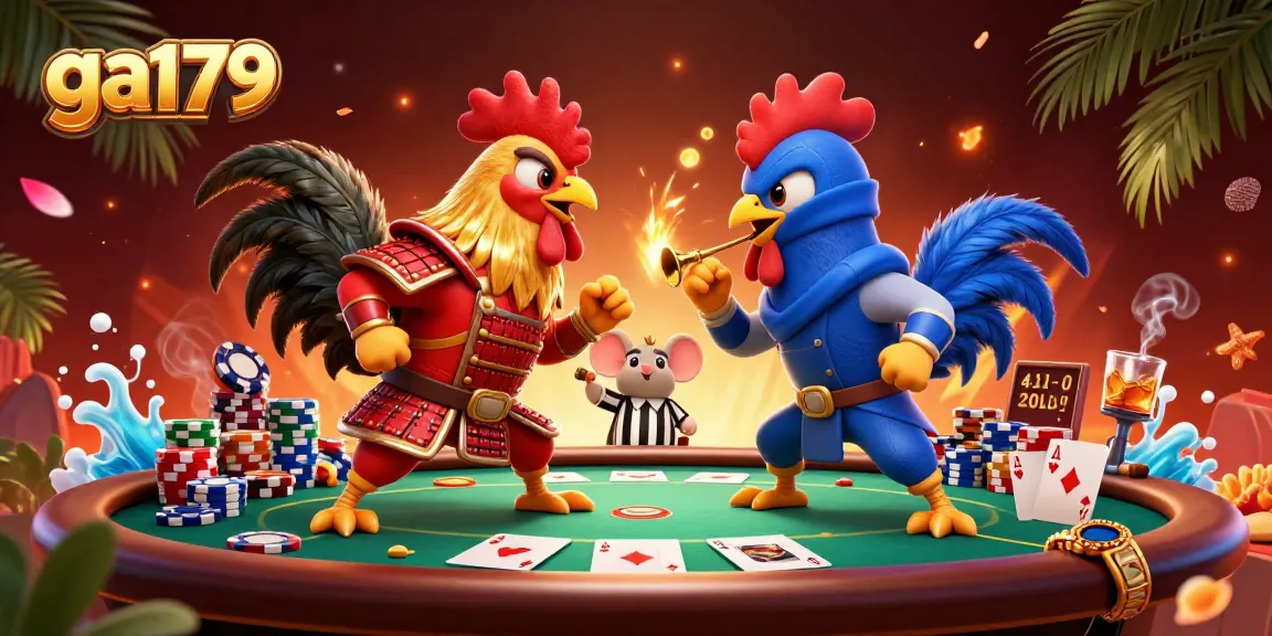 Engage with GA179's thrilling action featuring fighters and poker elements in a dynamic standoff.