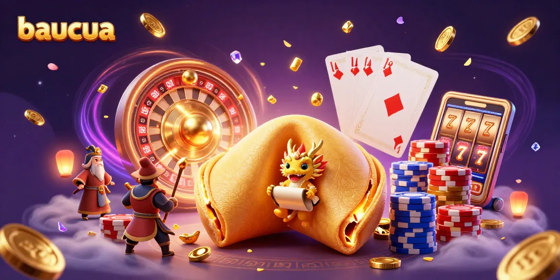Engage with baucua by uncovering hidden fortunes in a vibrant casino scene filled with gold and luck.