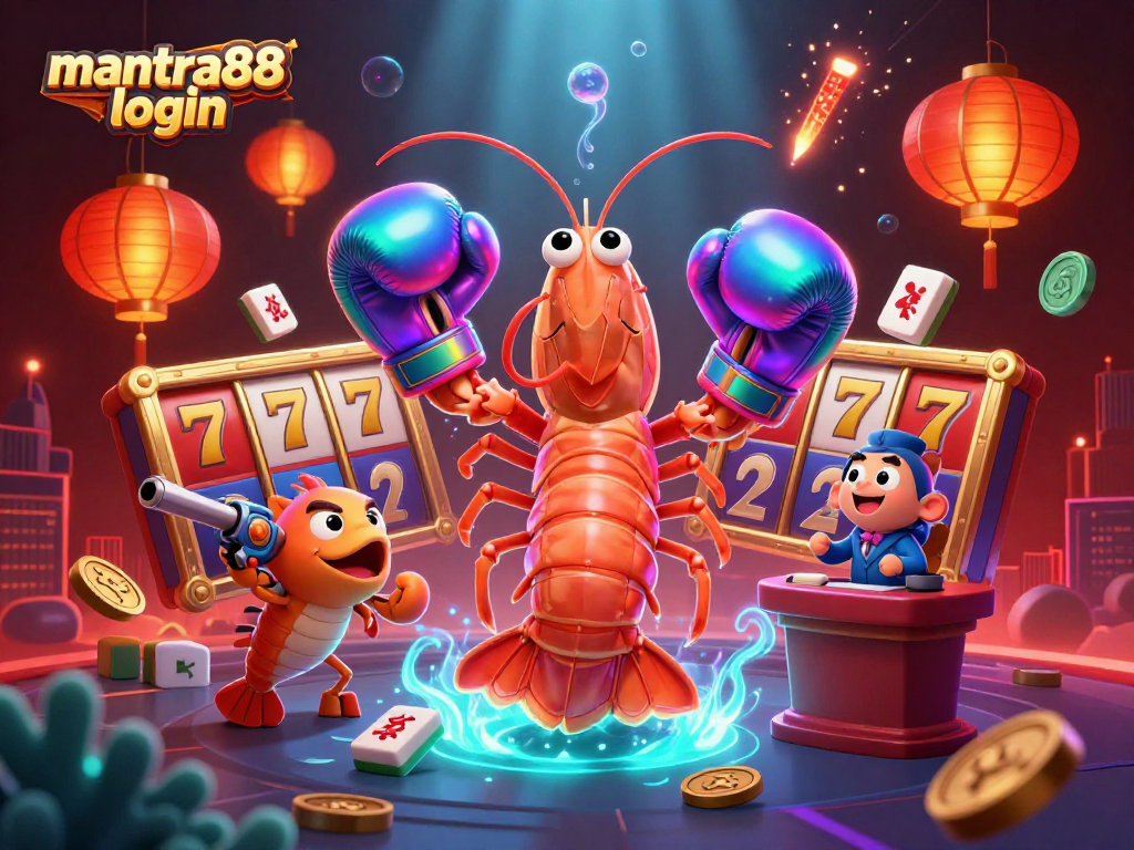 Experience the thrill of mantra88 login with a vibrant casino scene featuring animated characters and energetic game elements.