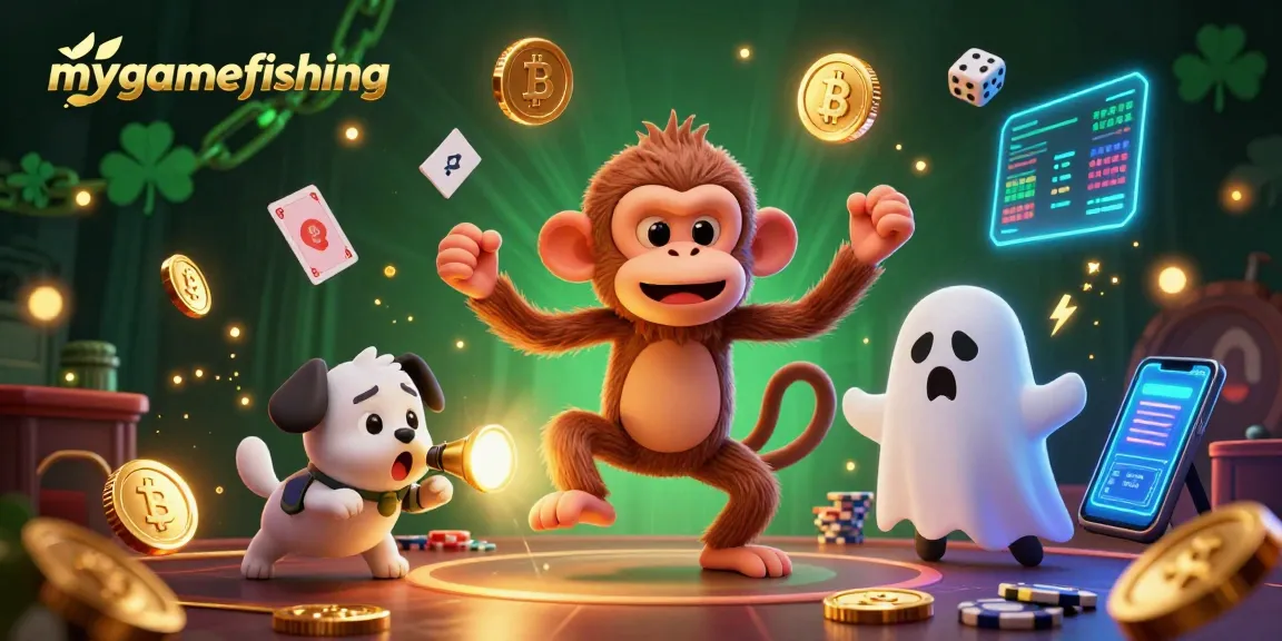 Join the lively action of mygamefishing with cryptos and gaming elements in a haunted casino scene.