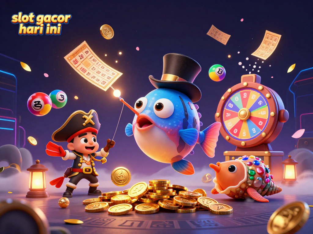 Experience slot gacor hari ini excitement with vibrant characters, lottery elements, and dynamic casino atmosphere.