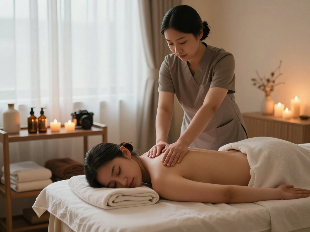 Aromatherapy massage therapy showcasing the essence of mantra88 in a serene wellness studio ambiance.