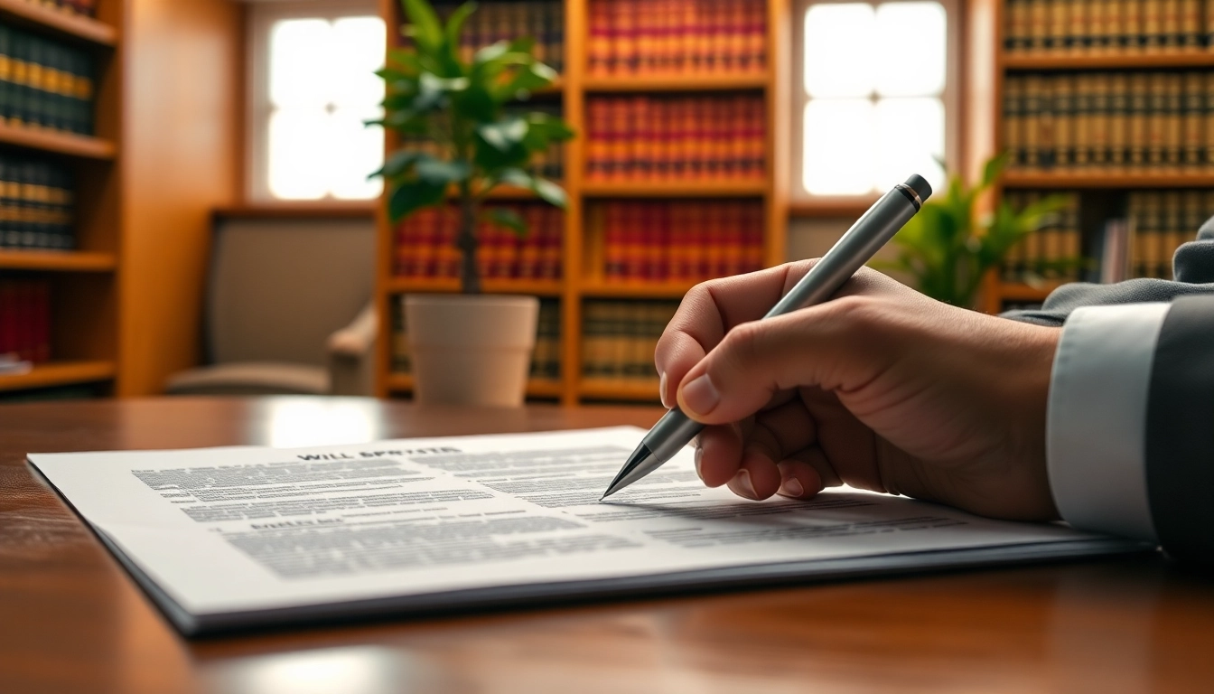 Sign representing Probate process involving legal documents and a pen