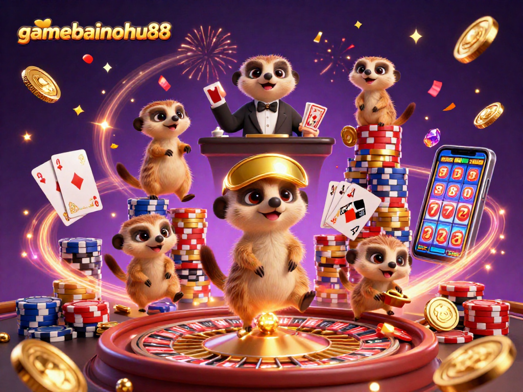 Experience excitement with gamebainohu88 as meerkats run a dynamic casino, revealing overflowing rewards.