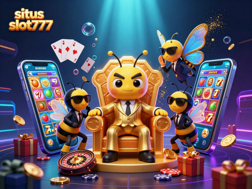 Experience the thrill at situs slot777 with a vibrant 3D casino scene featuring dynamic characters and exciting gaming elements.