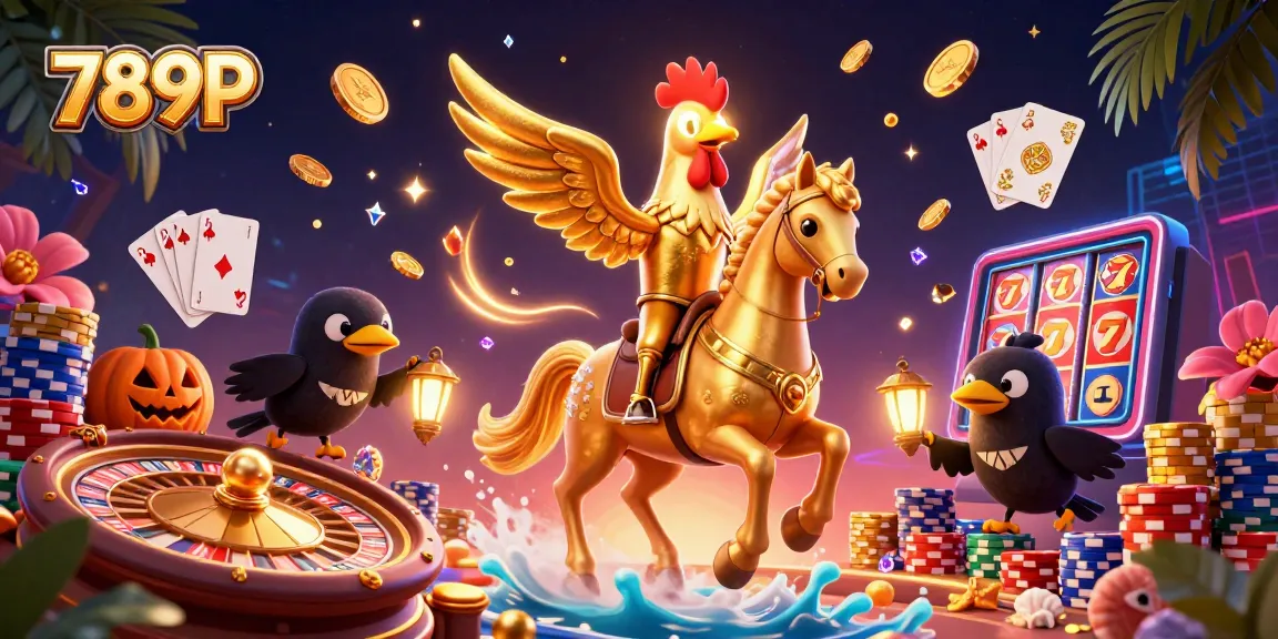 Experience vibrant gaming at 789P with a golden rooster and exciting casino elements.