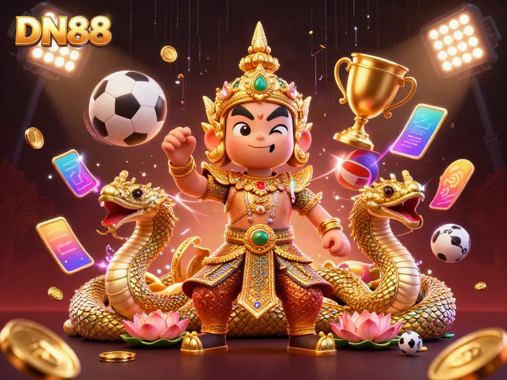 Experience thrilling gaming action with DN88 featuring a vibrant guardian scene and dynamic sports elements.
