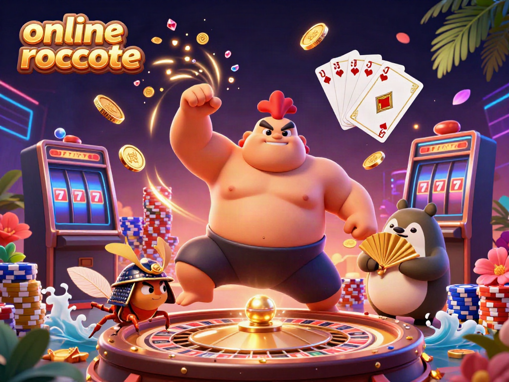 Experience thrilling online roulette action with a colorful 3D cartoon scene featuring unique characters and game elements.