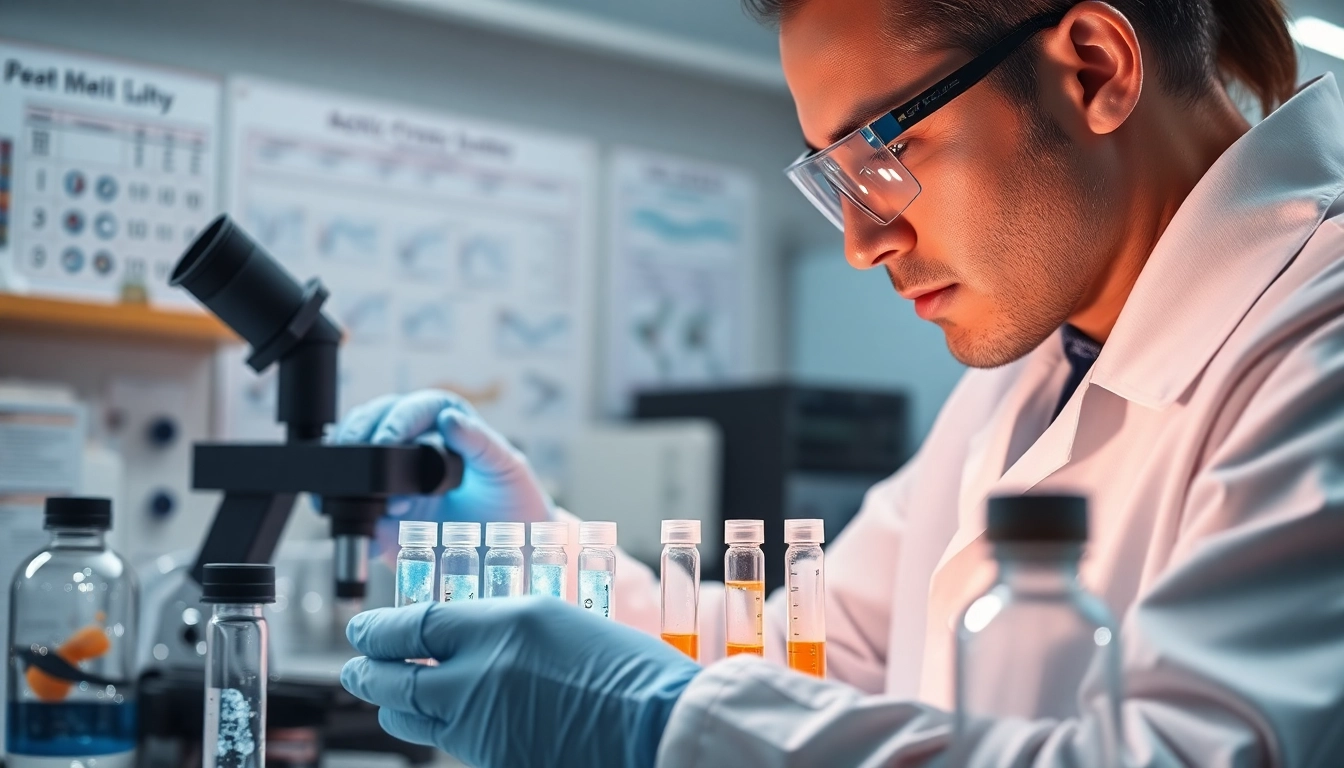 Analyze glow peptide price in a professional lab setting with detailed equipment.