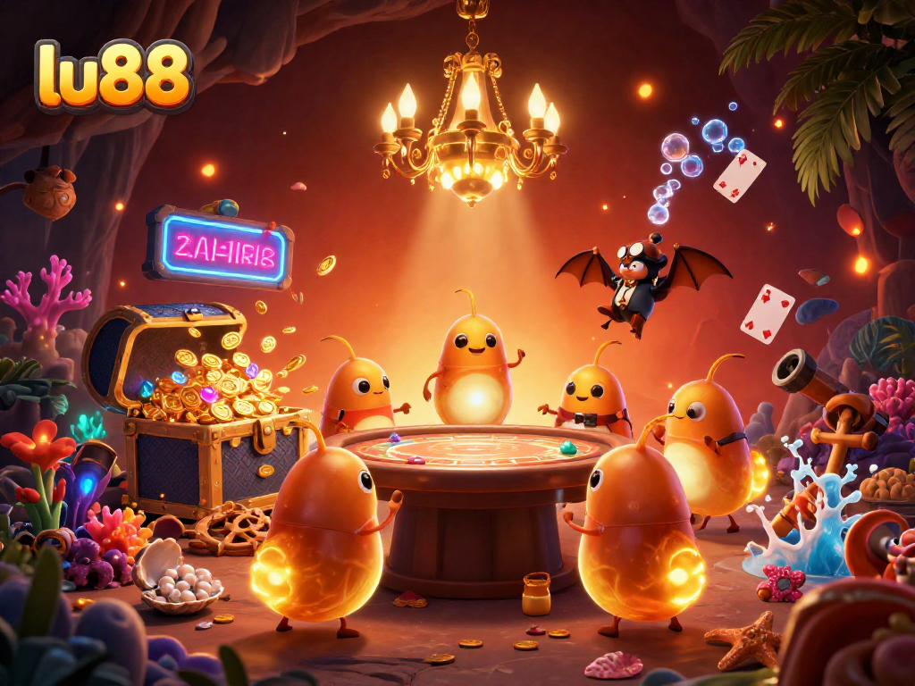Experience the vibrant world of lu88 with a colorful 3D casino scene full of action!