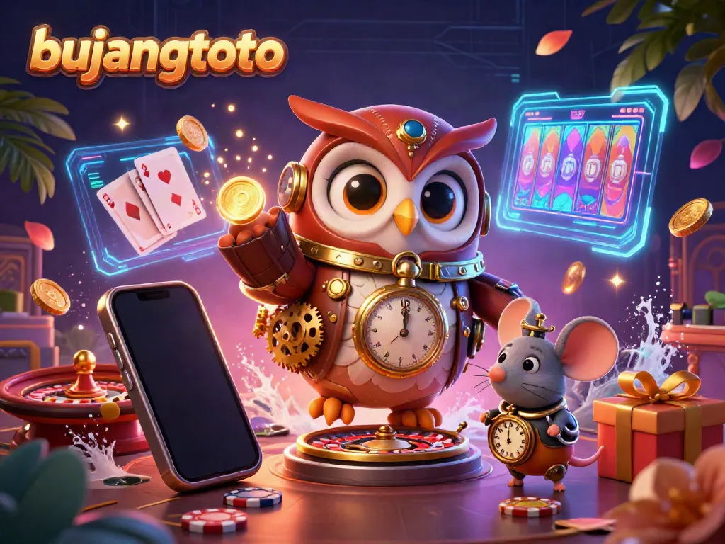 Experience the vibrant world of bujangtoto with an exciting illustration of games and energetic characters.