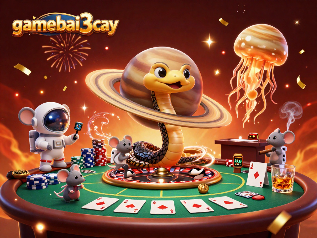 Engage in thrilling gameplay at gamebai3cay with a vibrant cosmic casino scene.