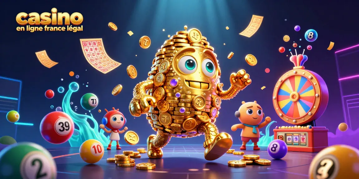 Vortex d'activités de jeu dans un casino en ligne légal en France, incluant des éléments de loterie amusants.