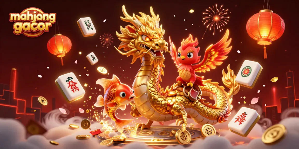 Experience mahjong gacor excitement with the fierce dragon, phoenix, and koi fish amidst vibrant casino elements.